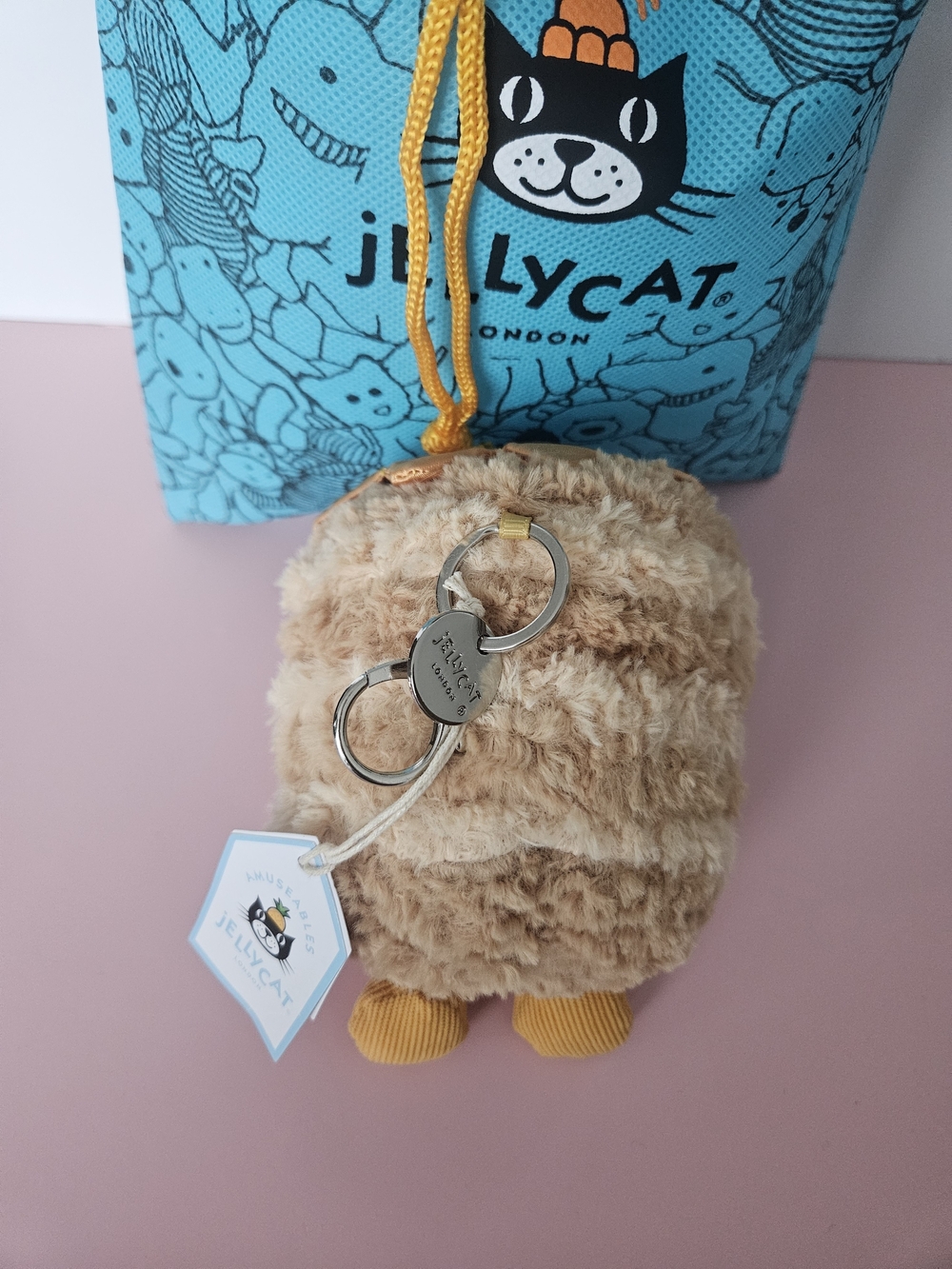 Jellycat Caramel Pudding Plush Bag Charm - Tan - Picture 3 of 5